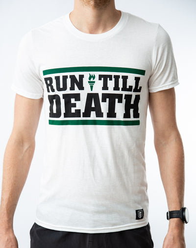 "Run till Death" Athleisure T-Shirt (white)