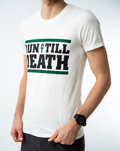 "Run till Death" Athleisure T-Shirt (white)