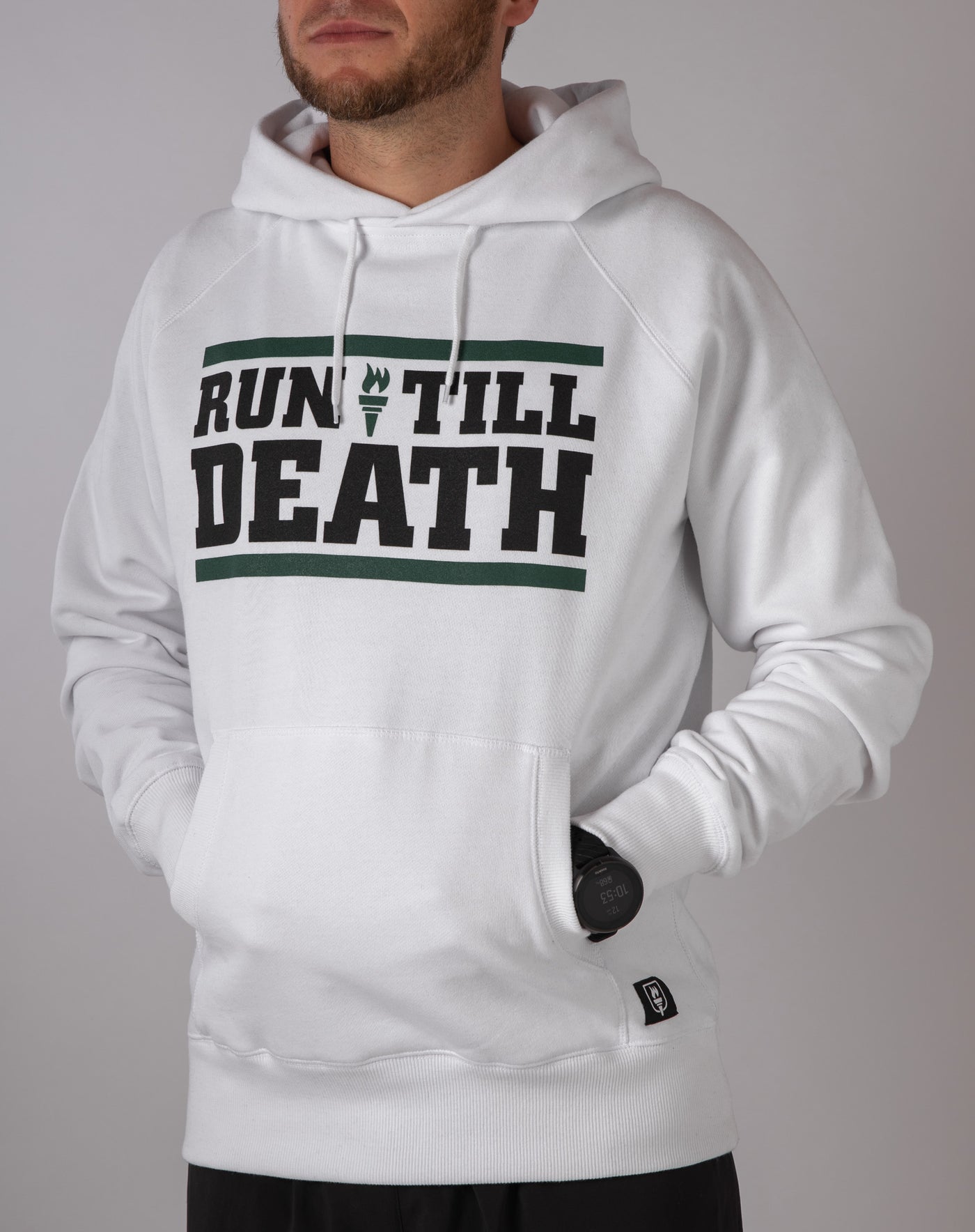 "Run till Death" Hoodie (White)