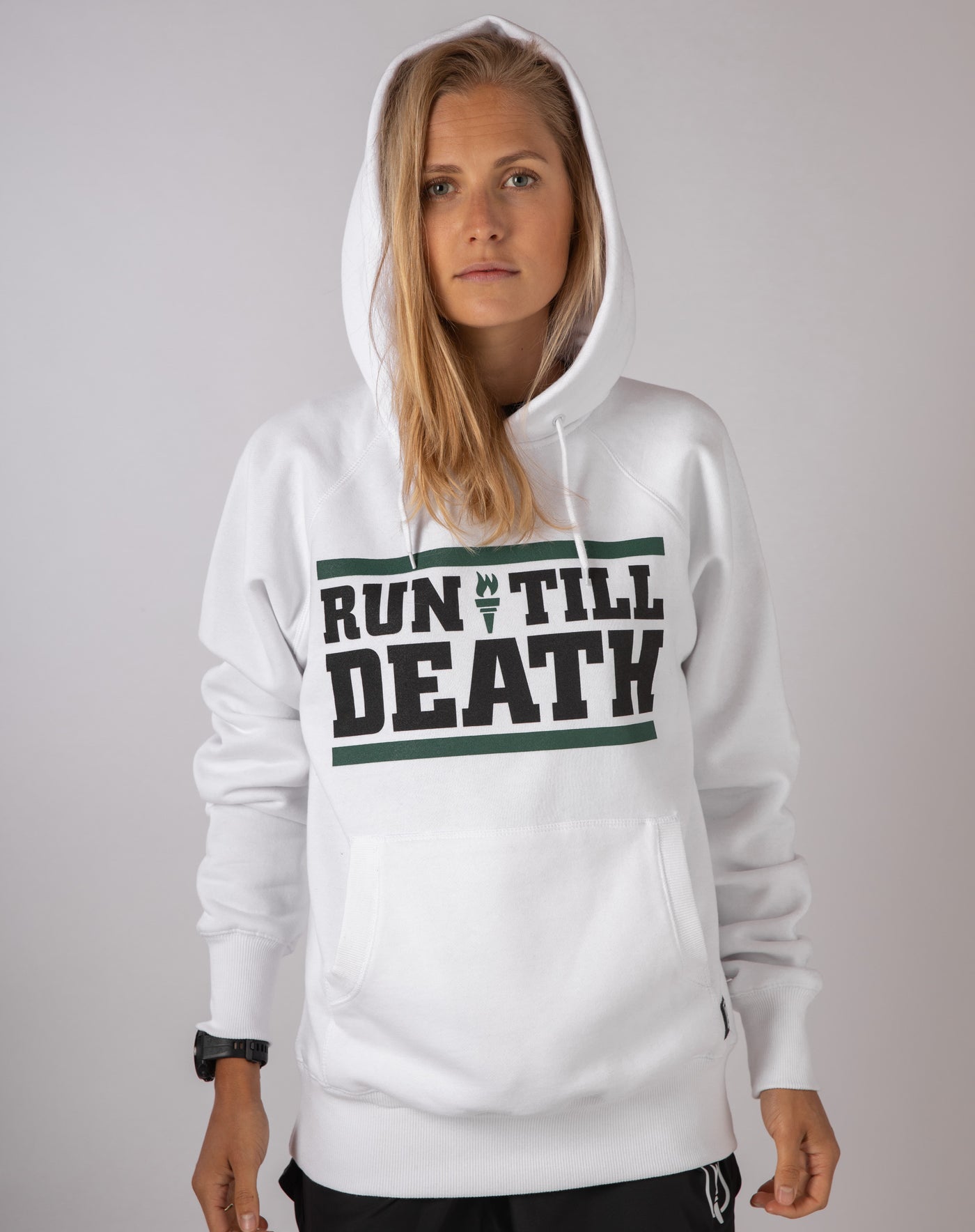 "Run till Death" Hoodie (White)
