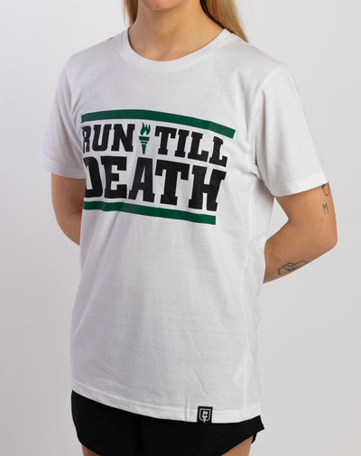 "Run till Death" Athleisure T-Shirt (white)
